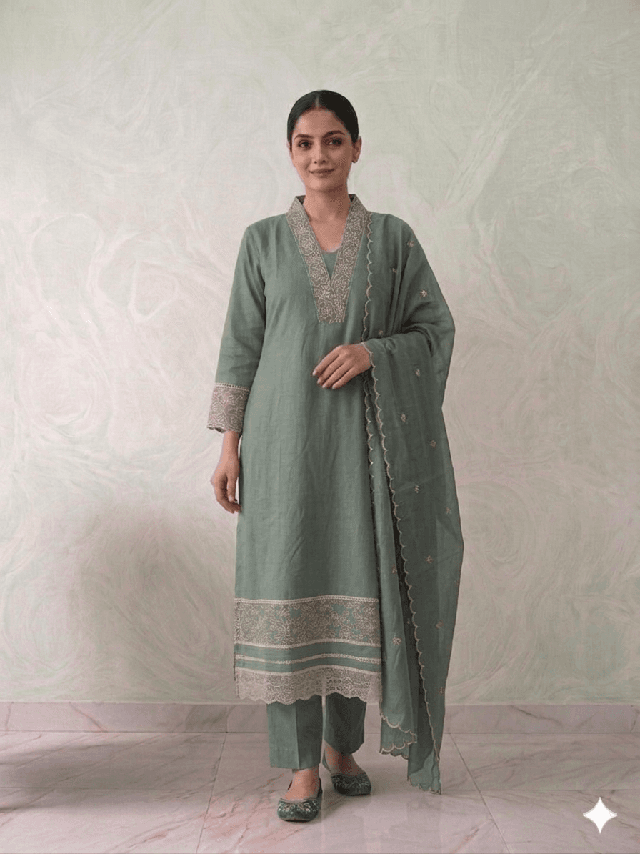 Sage green 3pc Roman Silk Set — Roman silk