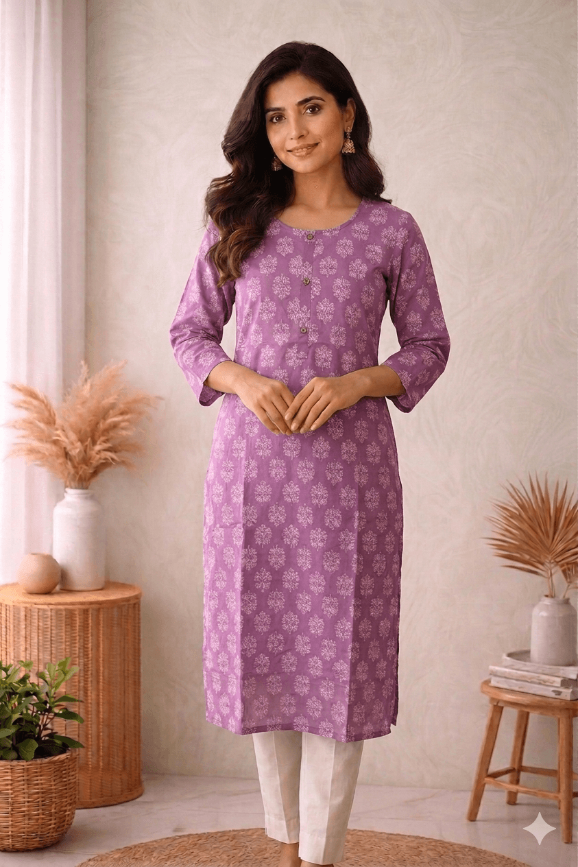 Lavender cotton kurta — Cotton