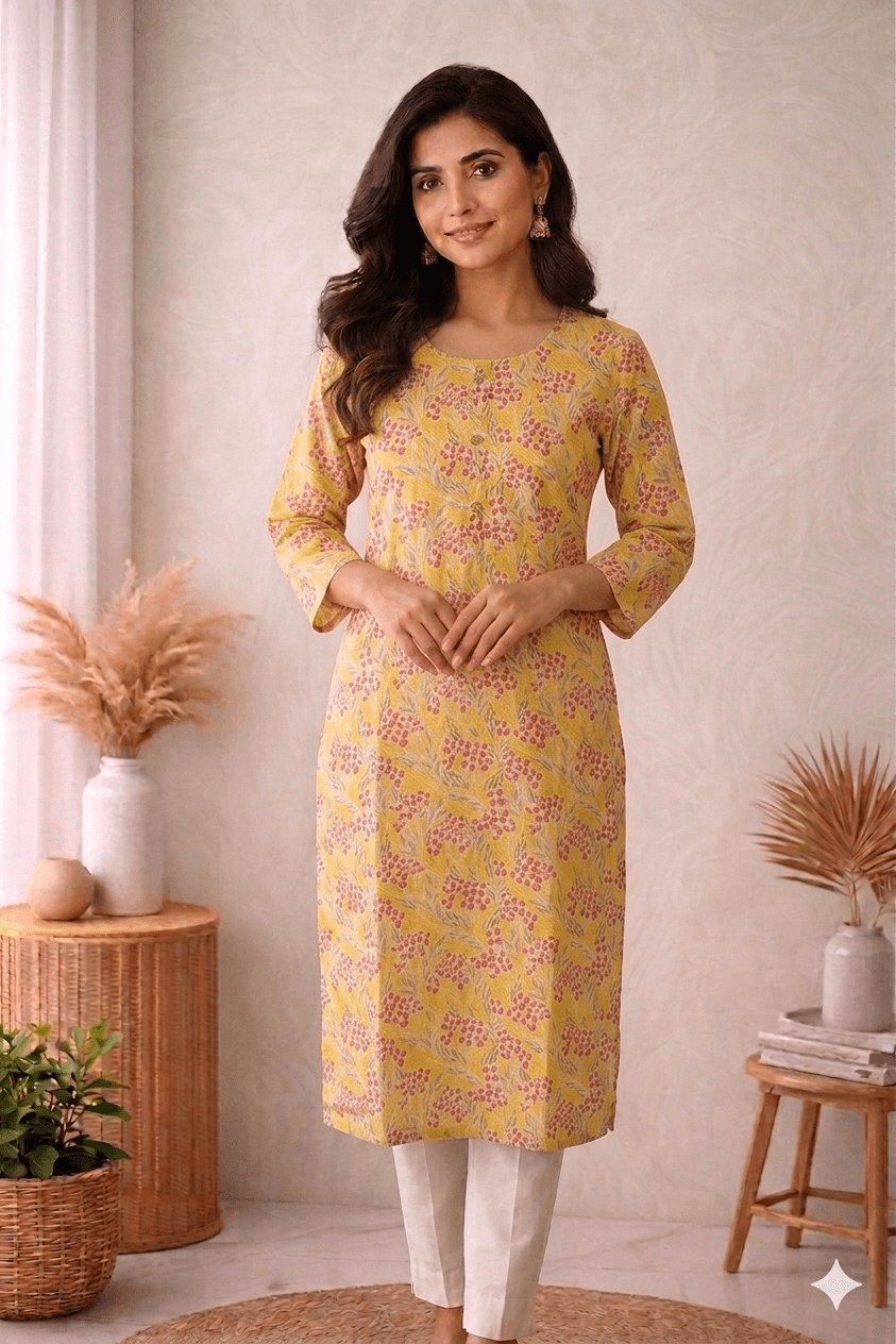 Yellow cotton kurta — Cotton